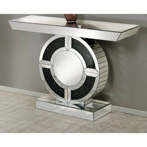 Wholesale Living Room <strong>Console</strong> Furniture <strong>Black</strong> Crystal Round Mirrored <strong>Console</strong> Table - Product Image 2