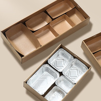 Boîte à pique-nique en papier kraft multi-compartiments personnalisée, contenant alimentaire jetable pour pique-nique en plein air