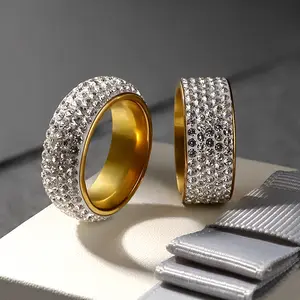 Anello all'ingrosso classico Twill smerigliato dito intarsiato zircone Fidget Anti ansia anello in acciaio inossidabile gioielli placcati oro