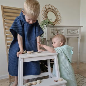 <span class=keywords><strong>Serviette</strong></span> de bain pour enfants en coton biologique gaufré, couleur unie, 55x60cm, légère, douce pour la peau, poncho à capuche pour bébé, serviettes de plage, vente en gros - Product Image 5