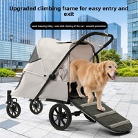 Poussette pour animaux de compagnie de grande taille à forte capacité de charge avec rampe d'accès, chariot à roulettes pour chiens pour plusieurs animaux, promenades en extérieur, courses