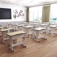 Mobilier de classe moderne en métal pour collège, bureaux d'étude réglables en hauteur pour élèves et table et chaise de bureau pour professeur