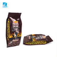 Film d'emballage personnalisé pour grains de café, plastique laminé aluminium, thermoscellable, sachet à quatre soudures latérales