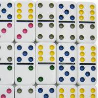Jouet rectangulaire carré personnalisé en métal dominos d'emballage double six boîte en fer blanc avec matière plastique