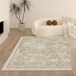 พรมปูพื้นลายสัตว์สไตล์ฝรั่งเศสย้อนยุค สีครีม รูปทรงสี่เหลี่ยมผืนผ้า สำหรับโต๊ะกาแฟ ของตกแต่งบ้าน ทำจากเส้นใยโพลีเอสเตอร์ - Product Image 1