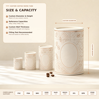 Envase de Tubo de Papel Personalizado de Grado Alimenticio, Cilindro Enrollado en Espiral con Revestimiento de Lámina para Café, Té y Regalos, Certificado FSC
