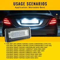 2 Piezas de Lámparas LED para Placa de Matrícula de Coche para Benz Smart Fortwo Coupé Convertible 450 451 W450 W453, Luz LED para Placa de Matrícula