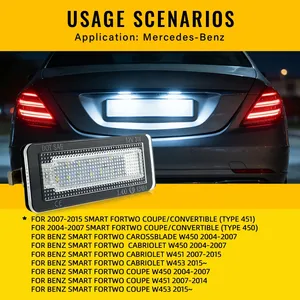 2 Piezas de Lámparas LED para Placa de <span class=keywords><strong>Matrícula</strong></span> de Coche para Benz Smart Fortwo Coupé Convertible 450 451 W450 W453, Luz LED para Placa de <span class=keywords><strong>Matrícula</strong></span> - Product Image 2