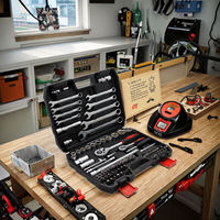 Jeu de 82 outils industriels OEM pour l'entretien automobile et domestique, avec douilles, poignée à cliquet, tige allongée, poignée rotative et clé hexagonale
