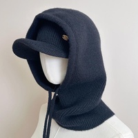 Ensemble 2 pièces bonnet tricoté et écharpe à capuche, casquette à visière incurvée, cache-cou coupe-vent chaud et pliable, automne-hiver pour femme