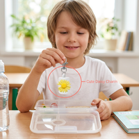 Porte-clés fleur en silicone écologique mignon, marguerites 3D avec fermoir argenté, breloque souple pour sac, cadeau pour enfants