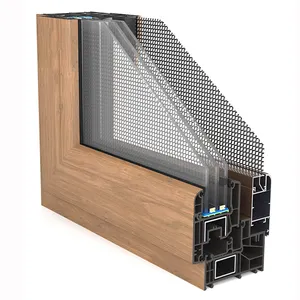 最新设计pvc倾斜和转折经典木色窗