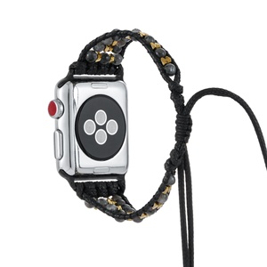 Bracelet de montre intelligent Apple <span class=keywords><strong>e</strong></span> en pierre naturelle pour hommes, adapté à la salle de sport, pour un usage quotidien, bracelet de montre Apple souple tressé en pierre Flash noire, vente en gros - Product Image 1
