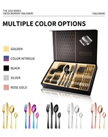 Ensemble de couverts de luxe Lehao 24 pièces en acier inoxydable doré poli miroir, couteaux, fourchettes et cuillères à dîner, pour un usage domestique