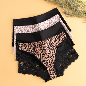 Thời trang của phụ nữ satin băng lụa thân mật đồ lót ren thoáng khí bọc hip eo thấp liền mạch Leopard mô hình bikini quần lót - Product Image 2