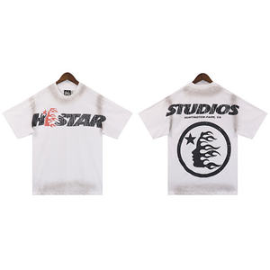 T-shirt à manches courtes en coton pur, style vintage, imprimé patchwork, tendance et léger luxe. - Product Image 3