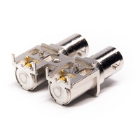 75ohm Nickel Plated Right Angle BNC Female Male Connector Conn Jack Through Hole 50 75 Ohm for Right Angle PCB Mount 2 Ports