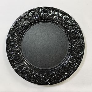 Assiette décorative Napperon noir style Ins Napperon créatif Assiettes circulaires légères <span class=keywords><strong>de</strong></span> luxe pour aliments occidentaux - Product Image 2
