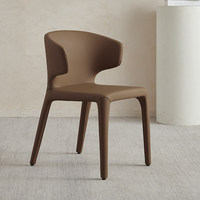 Chaise de salle à manger de style italien minimaliste moderne nordique avec revêtement entièrement en cuir et dossier en mousse à mémoire de forme mobile