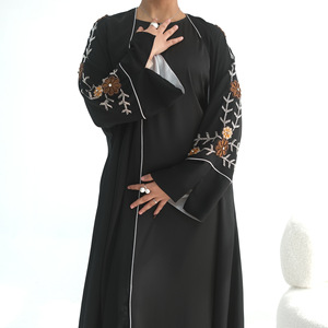 Kaftan floral perlé à la main, Abaya brodée de Dubaï, Cardigan pour femmes, Vêtement de luxe pour les stations balnéaires, Robe de soirée élégante, Manches longues - Product Image 3