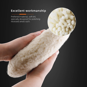 Tampon en laine de polissage à crochet et boucle de 8 "Double face pour la coupe et le polissage composés-Convient à la polisseuse de détail de voiture automobile - Product Image 3
