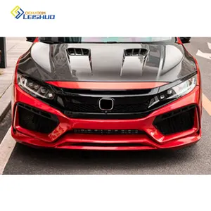 Leishuo Front Rear Bumper Grille Front Lip Car Bumper RS Robot Body Kit For Honda Civic 2016 2017 2018 2020