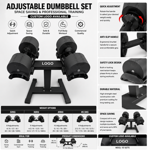 Ensemble d'haltères réglables ZY Commercial, ajustement rapide du poids, équipement d'entraînement de force pour la maison, la salle de sport et la remise en forme - Product Image 2