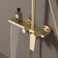 Ensemble de douche de luxe multifonctionnel Kaiping en laiton finition or brossé pour salle de bain complète