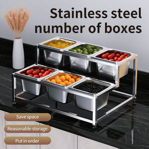 Organizador de condimentos de acero inoxidable de doble capa con diseño de mariposa y aroma a tostado, para 1/6 de tazón, resistente, para tiendas de té con leche - Product Image 2