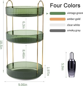 360 Degrees Rotating Injection-Molded PET Makeup Perfume Organizer for Bathroom Vanity <b>Shelf</b> Countertop Cosmetics Storage <b>Box</b> - Product Image 1