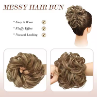 Moño de Pelo Sintético Rizado y Ondulado con Banda Elástica, Peinado Instantáneo, Cola de Caballo Corta, Moños Despeinados para Mujer, Venta al Por Mayor