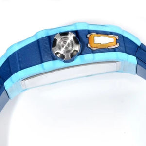 Reloj Mecánico de Hombre de Alta Gama, Diseño Moderno de Dos Tonos, Caja Azul Claro y Azul Oscuro, Esfera Abierta, Estilo Casual y Elegante - Product Image 4