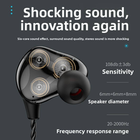 Écouteurs intra-auriculaires Hi-Fi à basses profondes, très vendus, avec six transducteurs dynamiques, 3 unités, filaires, câble de 1,2 m, prise jack 3,5 mm, microphone, prêts pour le karaoké, réduction du bruit