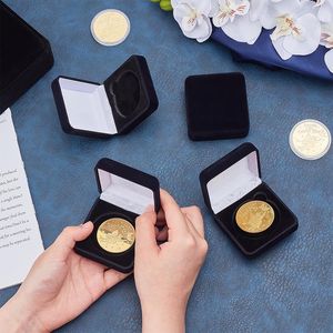 2025 Customized <b>Empty</b> Badge Coin <b>Gift</b> Velvet Black RT Brand Custom Size Collection Storage Display Glass Packaging Printing - Product Image 1