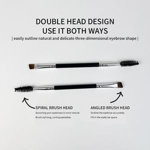 Venta al por mayor de brocha de cejas de doble cabeza con logotipo personalizado, brocha de maquillaje con bisel en espiral, brocha para pestañas - Product Image 3