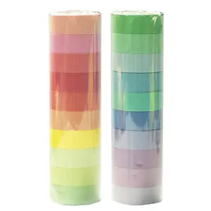 Hot Sale Girl Rainbow Plain Selbst klebendes Papier Einfarbiger Großhandel Washi Paper Sticker Tape Set