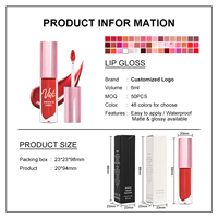 Gloss à Lèvres Hydratant Marque Blanche Formule Liquide Minérale et Végétale avec Joli Emballage Maquillage