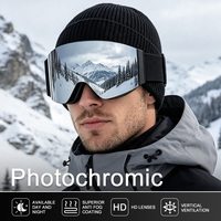 Masque de ski magnétique avec verres photochromiques polarisés, double couche, vision large, professionnel, pour snowboard et sports de neige, logo personnalisé