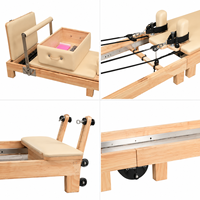 Reformer Pilates pliable en bois d’érable avec pieds réglables Machine de fitness professionnelle pour studio et maison