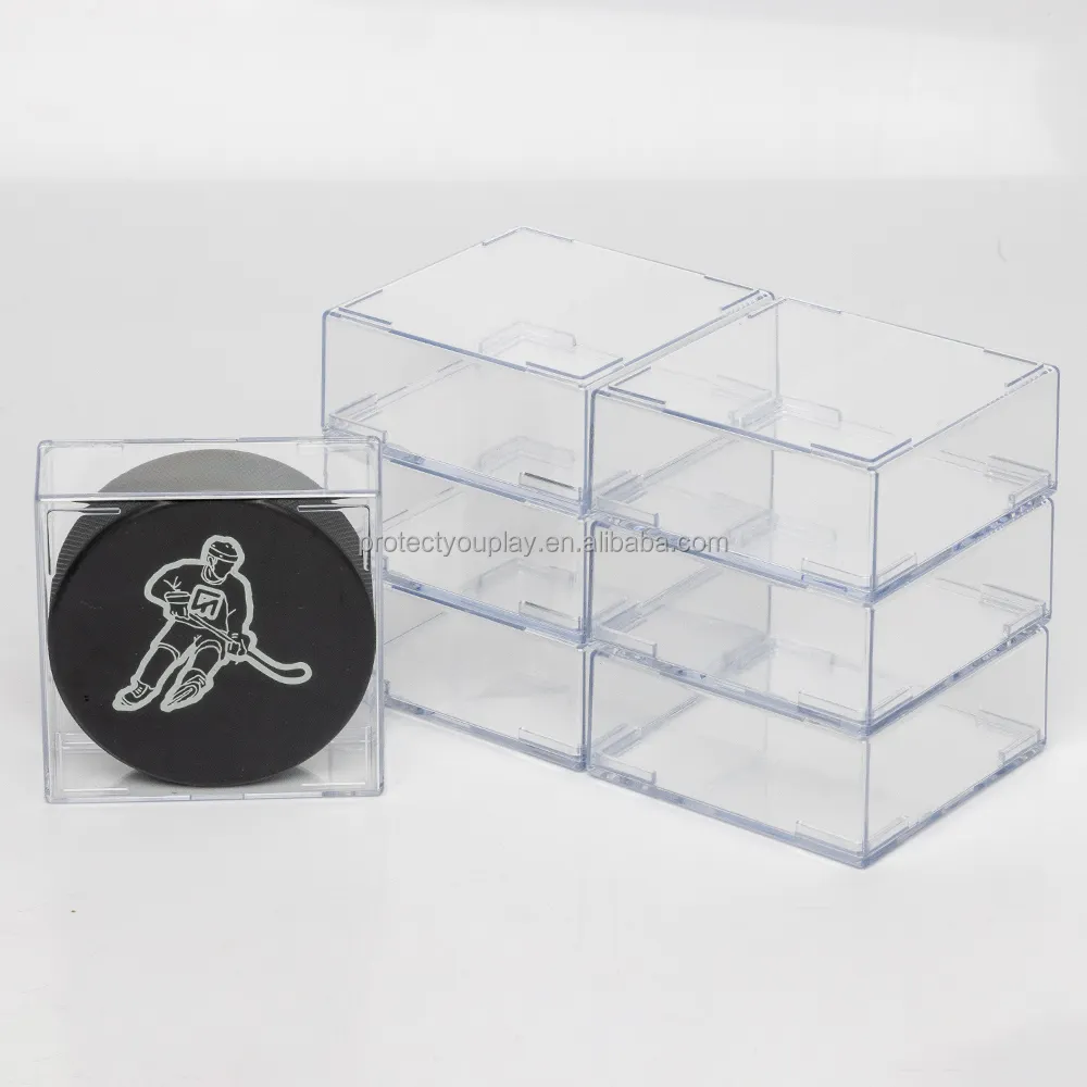 Hockey Puck Display Case Cube Square Holder UV Protection  99% 