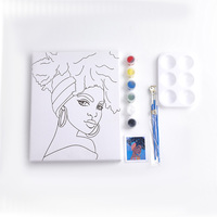 20 X25cm Mini Diy Gemälde nach Zahlen Kit Porträt African Woman Pattern Gerahmte handgemachte Farbe nach Zahlen für Anfänger