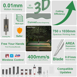 เครื่องแกะสลักเลเซอร์ตัดไม้ 30 มม. ซูมโฟกัส 0.04*0.06 มม. เครื่องตัดเลเซอร์ไดโอด สำหรับไม้ โลหะ อะคริลิก MDF พลาสติก - Product Image 5