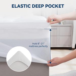Colchón superior, almohada de felpa <span class=keywords><strong>para</strong></span> aliviar el dolor de espalda, protector de colchón ajustado acolchado con bolsillo profundo de 8-21" - Product Image 4