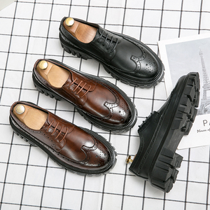 Chaussures habillées en cuir <span class=keywords><strong>pour</strong></span> <span class=keywords><strong>homme</strong></span> style coréen, mocassins décontractés en cuir <span class=keywords><strong>pour</strong></span> la marche, chaussures de bureau de luxe à talons hauts <span class=keywords><strong>pour</strong></span> hommes - Product Image 6