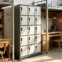 Casier de vestiaire métallique à 15 portes pour personnel, casiers en acier verrouillables avec clé, armoire de rangement pour vêtements