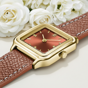 <span class=keywords><strong>Montre</strong></span> classique à <span class=keywords><strong>bracelet</strong></span> <span class=keywords><strong>marron</strong></span> pour femme, boîtier carré élégant, <span class=keywords><strong>bracelet</strong></span> en <span class=keywords><strong>cuir</strong></span> <span class=keywords><strong>marron</strong></span>, design simple antique, verre soleil, <span class=keywords><strong>SEIKO</strong></span> japonais - Product Image 5