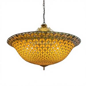 Lámpara Colgante Tiffany de 38 Pulgadas, Hecha a Mano con Vidrio de Colores, Diseño de Escamas de Pez, Estilo Europeo y Americano, LED Blanco Cálido, para Villa - Product Image 1