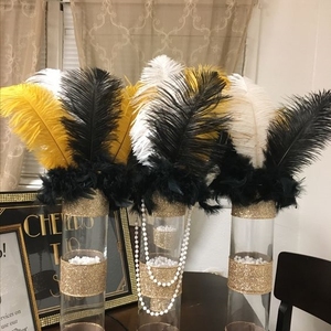 Lông Đà Điểu Trắng Lông Giả Đà Điểu Vàng Lông Vũ Tự Nhiên Hoa Nhân Tạo Trang Trí Đám Cưới Hoa Dài 80Cm Thân Cây - Product Image 6