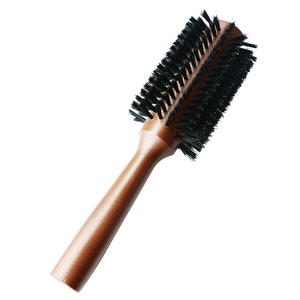 Sikat pelurus rambut, sisir pelurus bulu babi hutan rol bulat kayu alami kualitas tinggi Salon profesional - Product Image 1