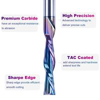 Fraise en spirale en carbure de tungstène, queue de 1/4 po, revêtement Nano Bleu, 60HRC, coupe descendante, hélice à 45°, personnalisable OEM, pour routeur CNC